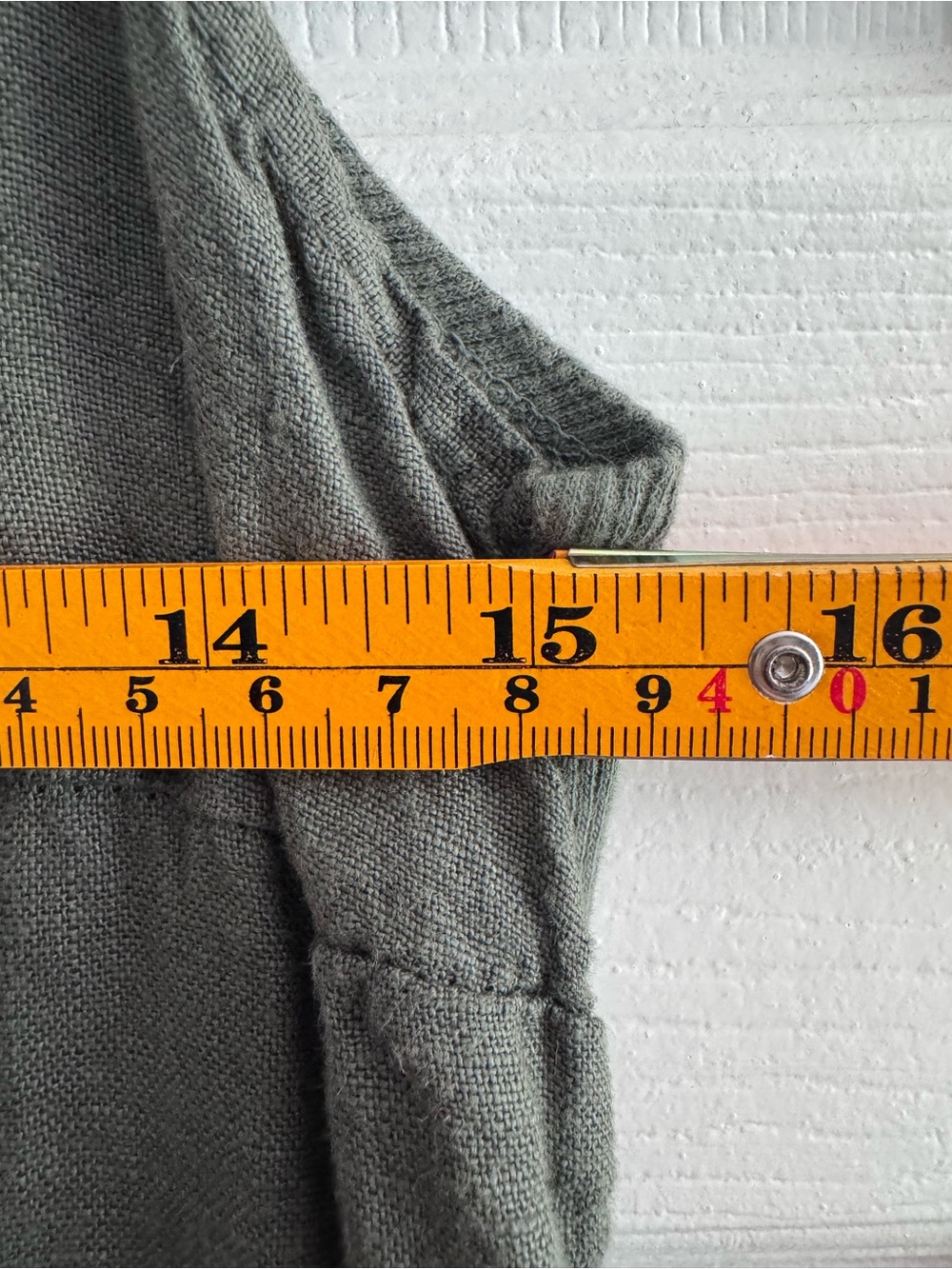 Lina Tomei Italian Linen Dress SZ M Gray Sleeveless Ruffle Shoulder Shift Dress - Picture 12 of 13
